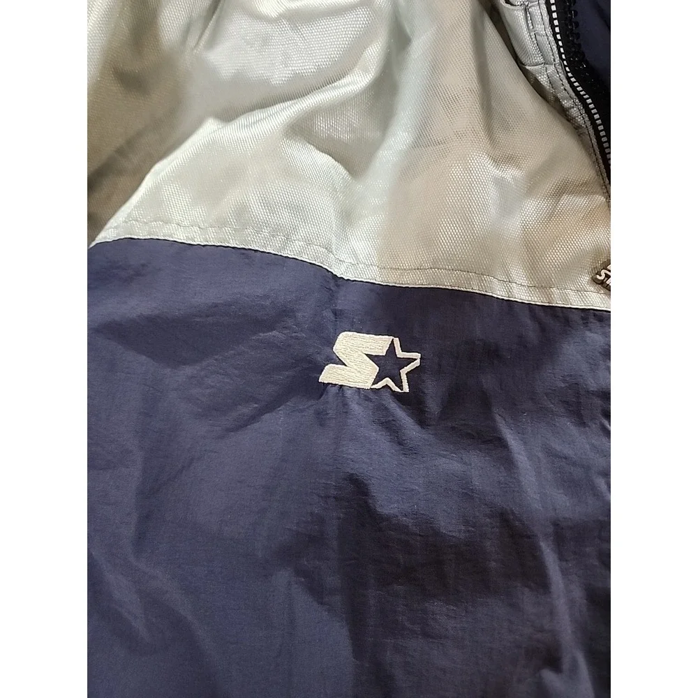 VTG Starter Pro Line Dallas Cowboys Jacket Puffy Mens LG Reflective Full Zip NFL